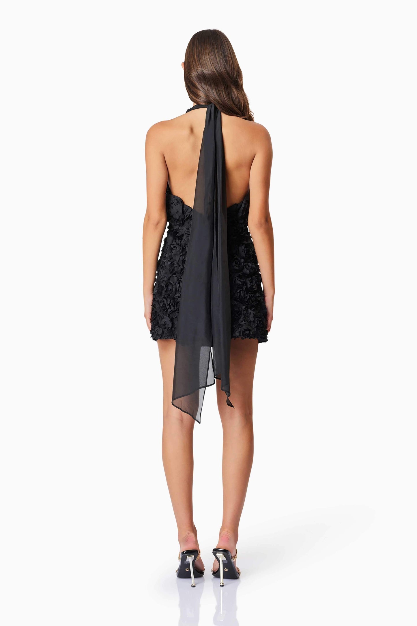 Megan Halter Neck Mini Dress In Black