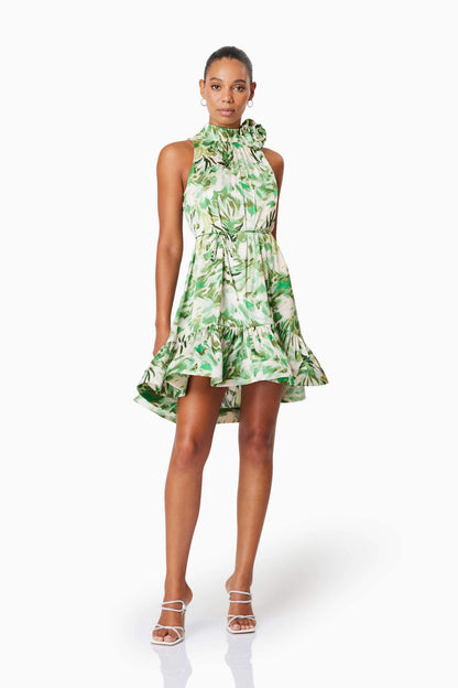 Georgia Babydoll Day Dress In Green