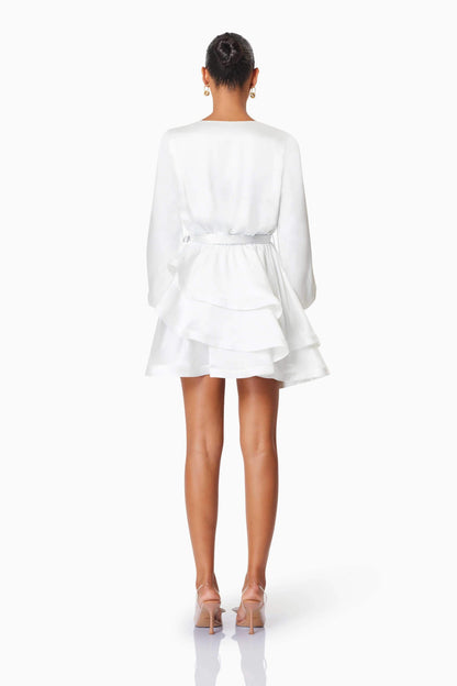 Clementine Long Sleeve Mini Dress In White