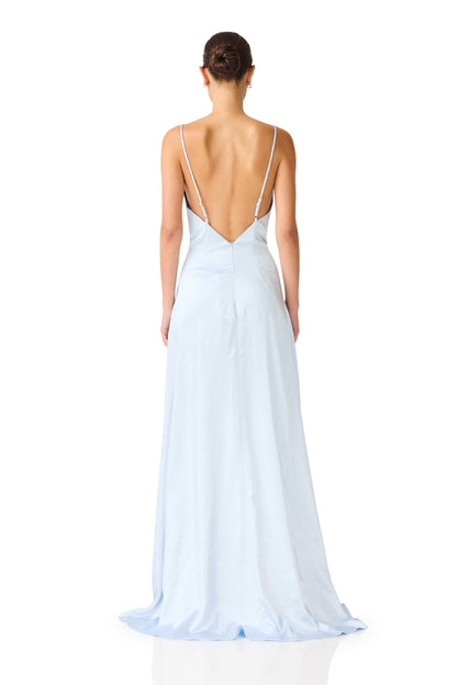 Clementine Cowl Neck Gown in Pale Blue