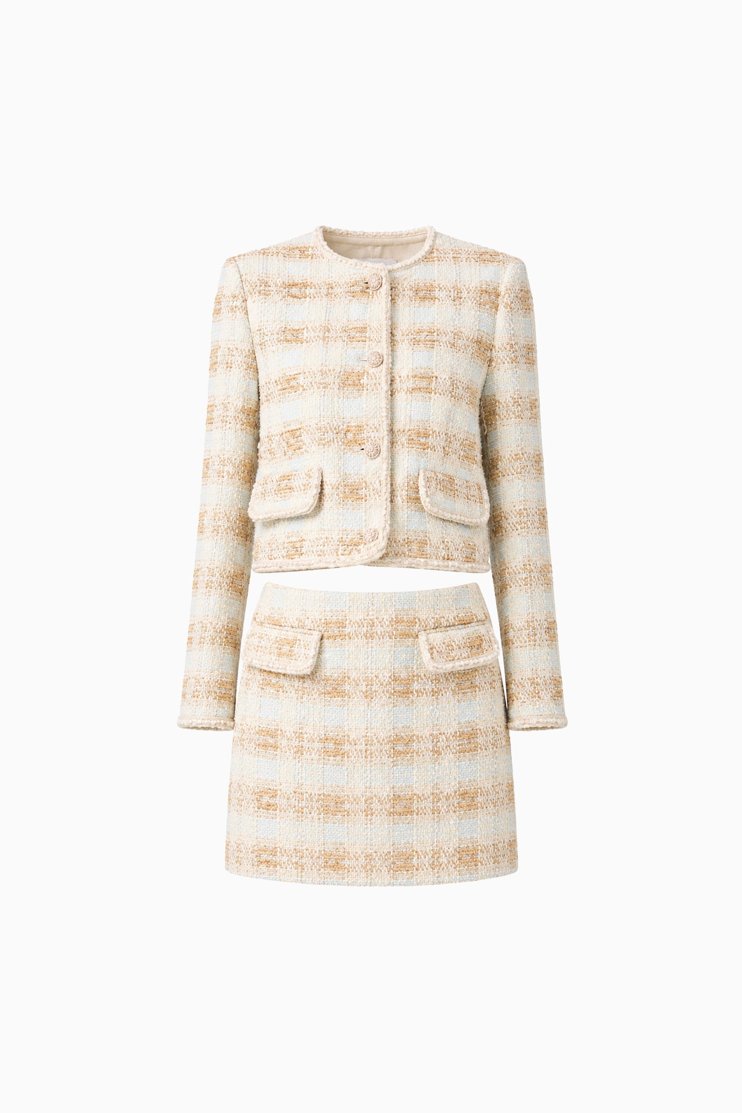 Ashlyn Tweed Jacket in Gold & White