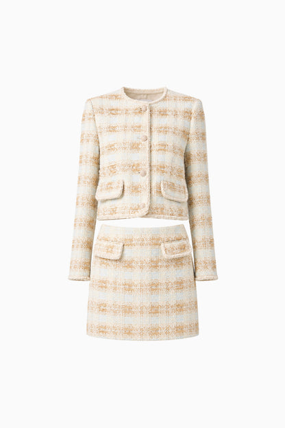Ashlyn Tweed Jacket in Gold & White
