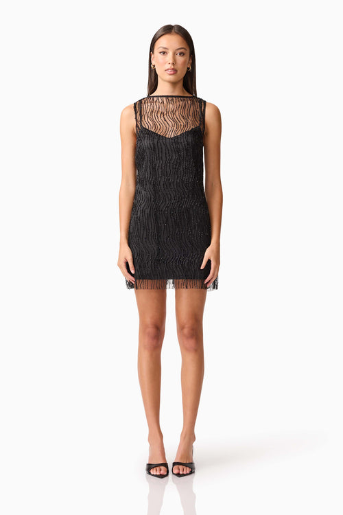 Margot Party Shift Mini Dress in Black