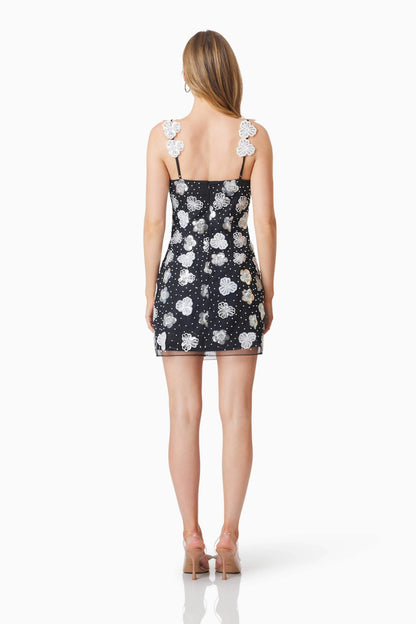 Jessamine Floral Mini Dress In Black