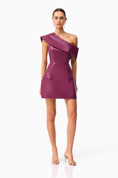 Nova Off The Shoulder Mini Dress in Purple