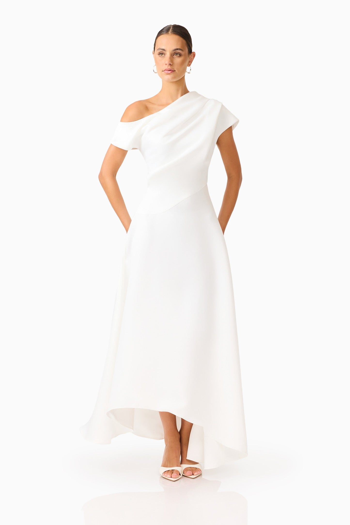Marissa One Shoulder Gown in White