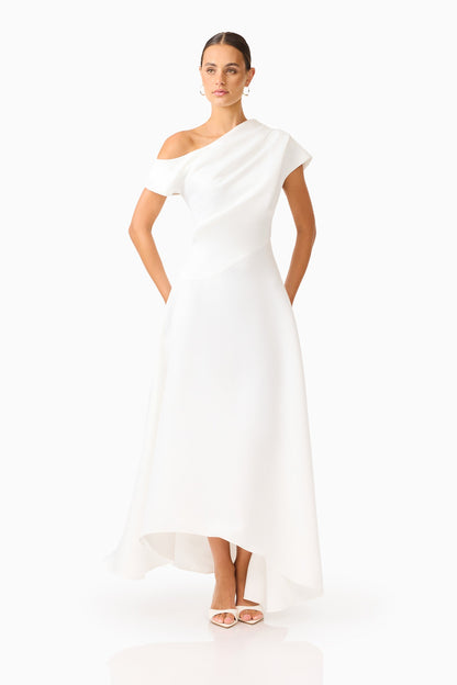 Marissa One Shoulder Gown in White