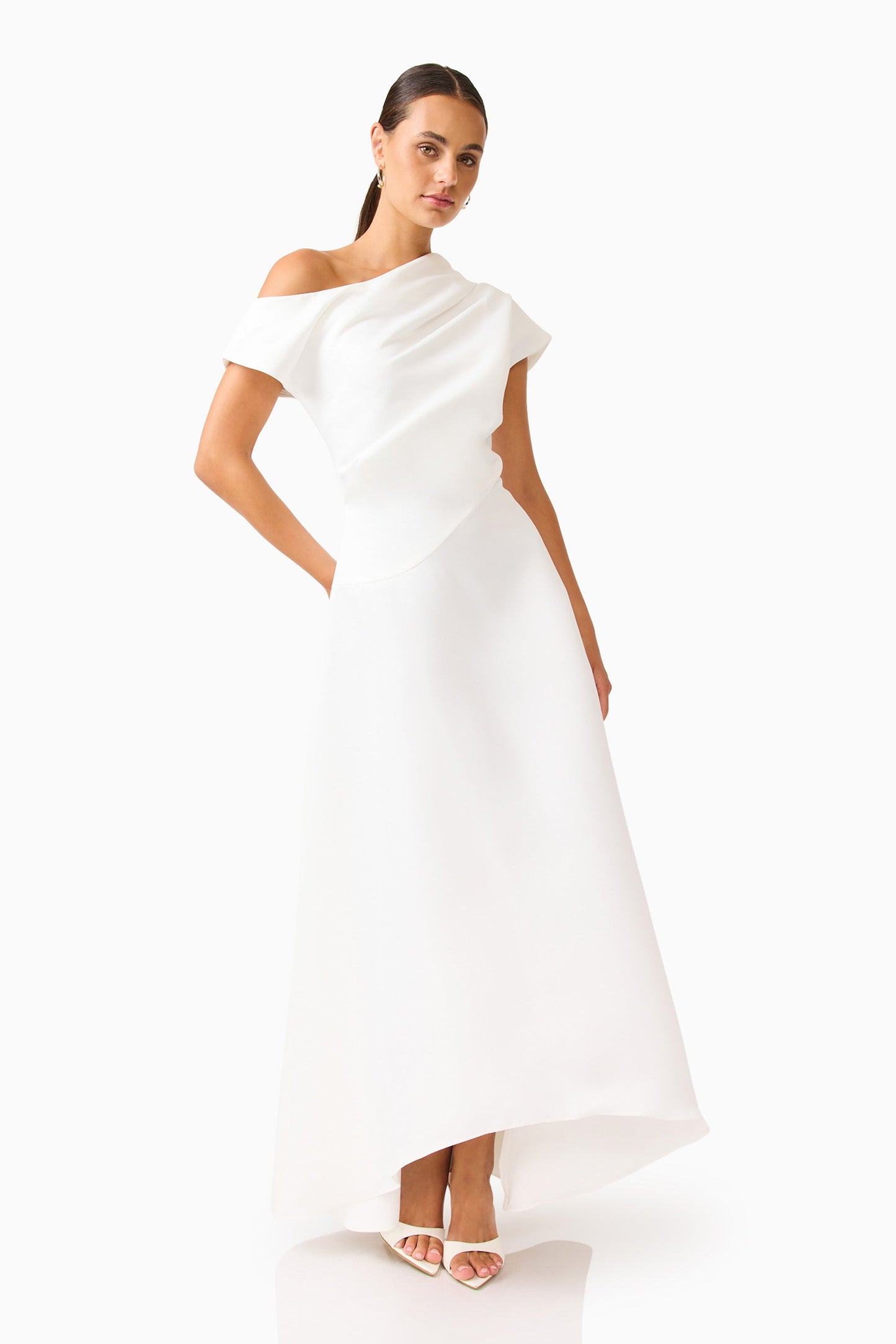 Marissa One Shoulder Gown in White