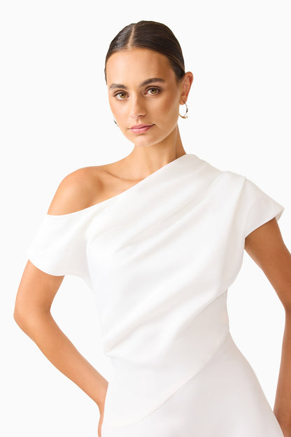 Marissa One Shoulder Gown in White