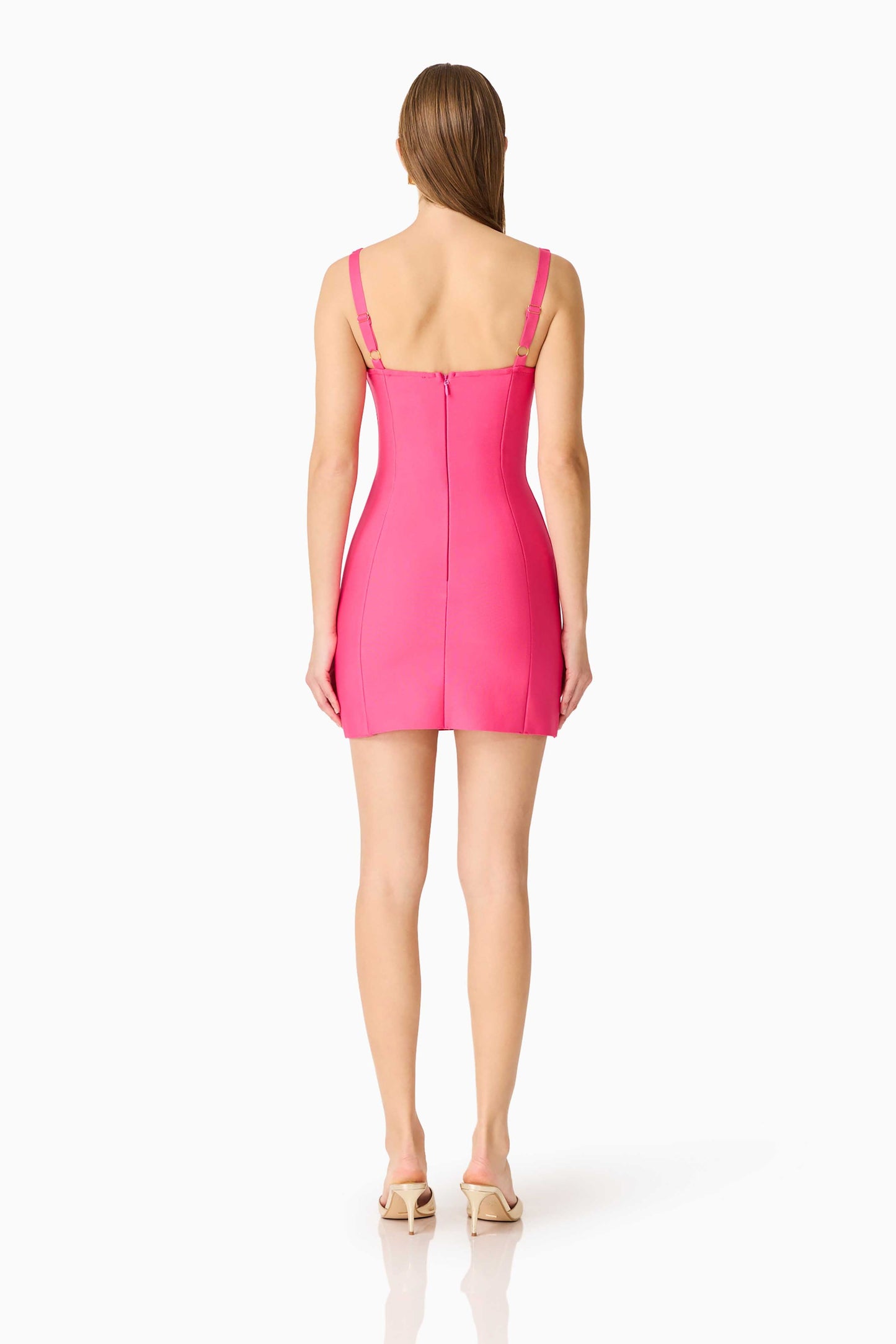 Opline Fitted Mini Dress in Hot Pink