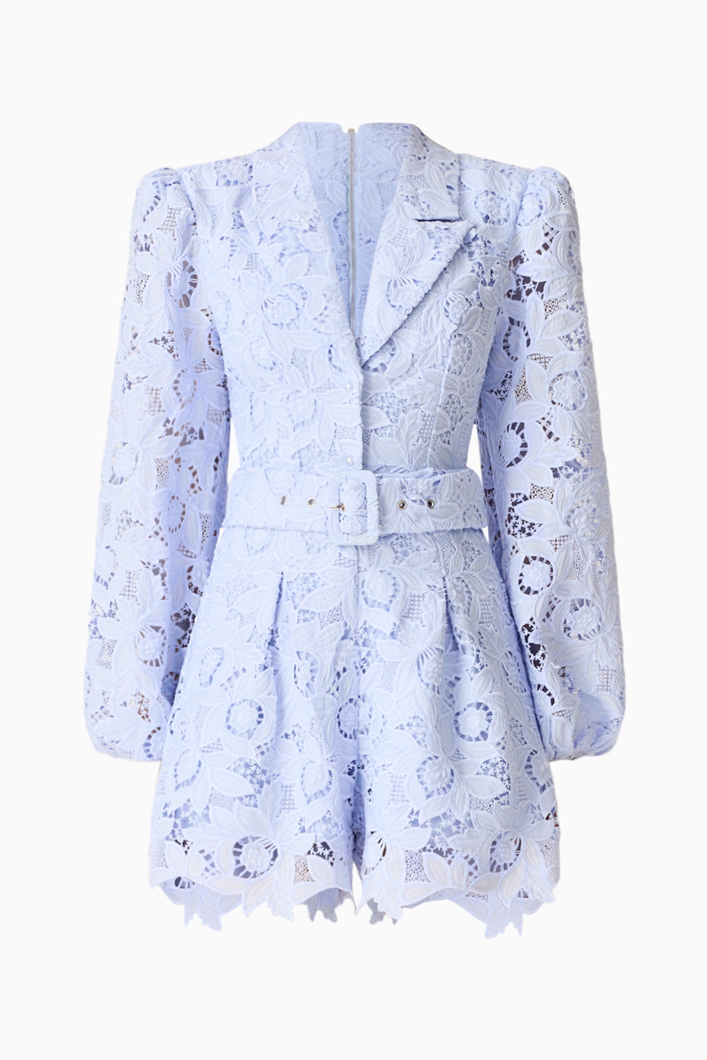 Lacy Long Sleeve Playsuit in Powder Blue