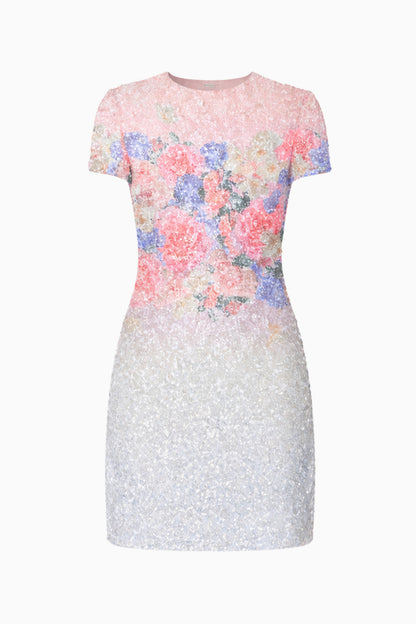 Lurea Short Sleeve Mini Dress in Pink Floral