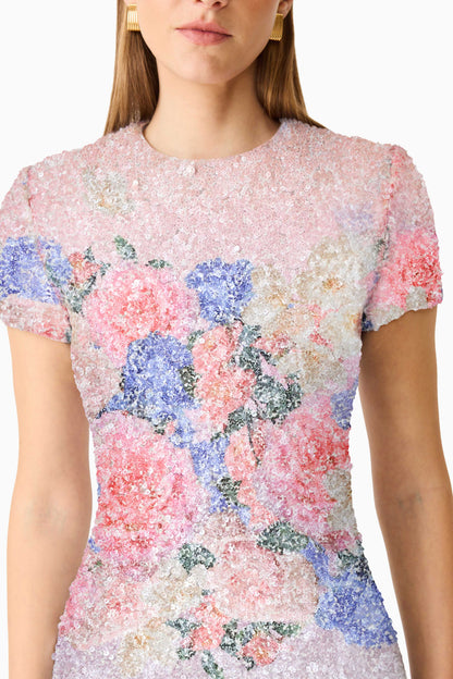 Lurea Short Sleeve Mini Dress in Pink Floral