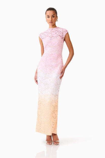 Lumira Sequin Lace Gown in Pink Ombre