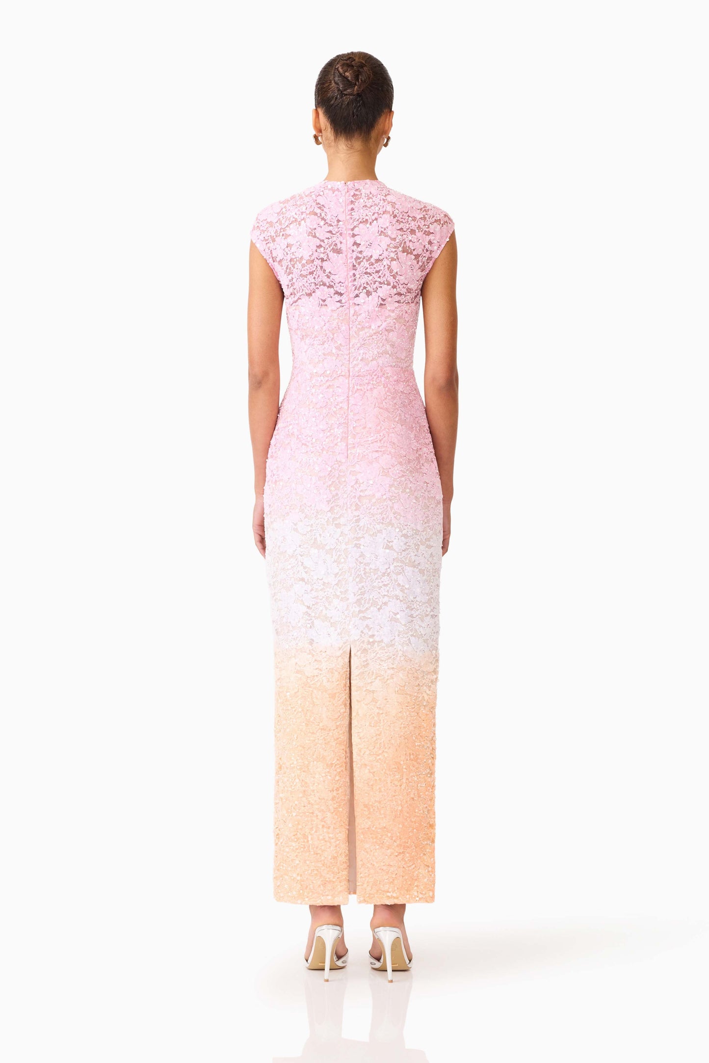 Lumira Sequin Lace Gown in Pink Ombre