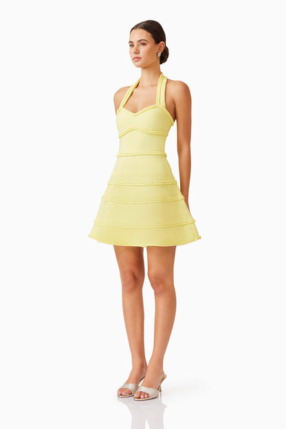 Katlyn Halter Mini Dress in Yellow
