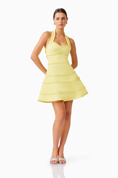 Katlyn Halter Mini Dress in Yellow