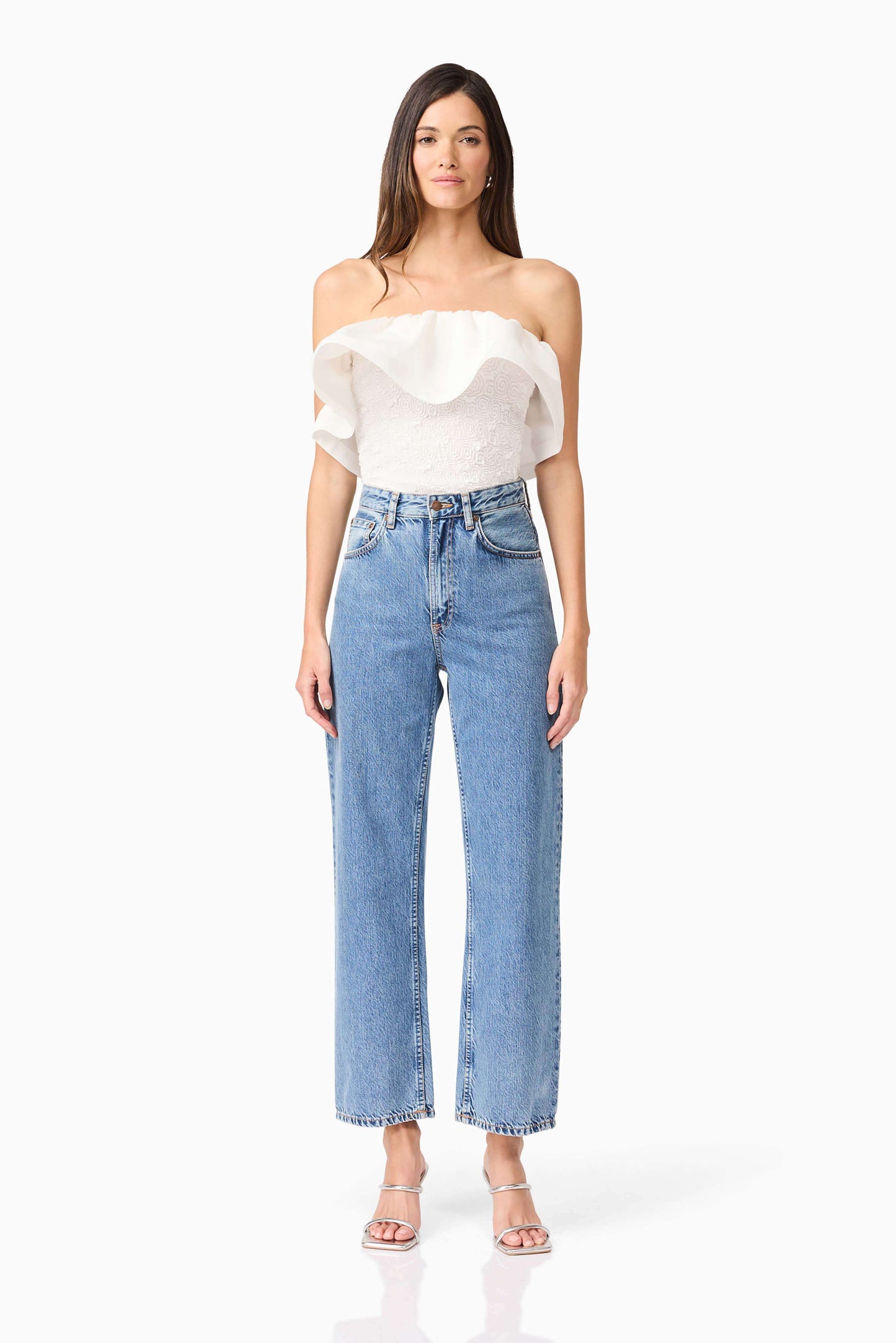 Dandelione Strapless Top in White