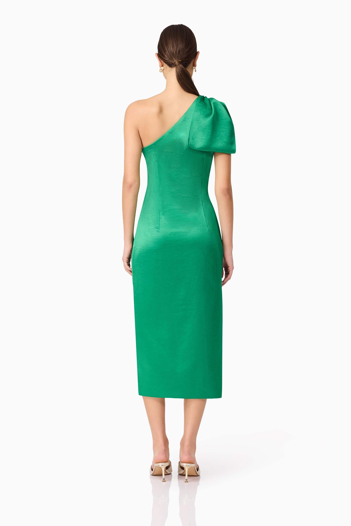 Ameera Asymmetrical Midi Dress in Green