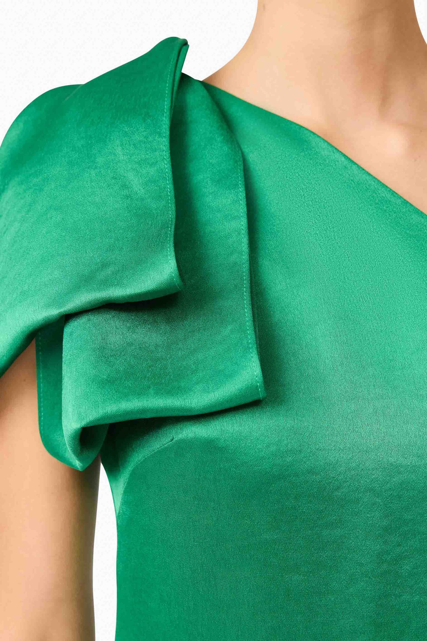 Ameera Asymmetrical Midi Dress in Green