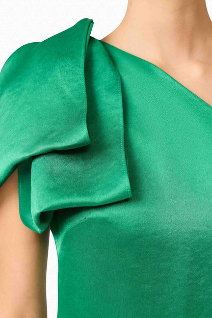 Ameera Asymmetrical Midi Dress in Green