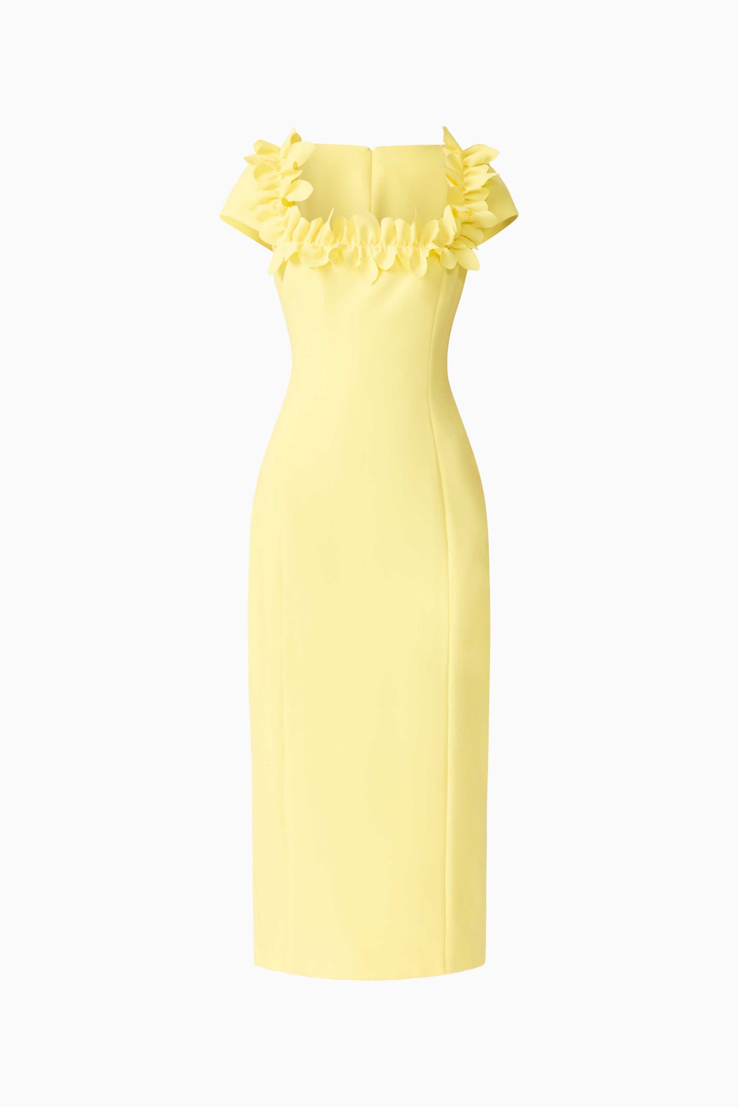Cara Short Sleeve Midi Dress in Yellow