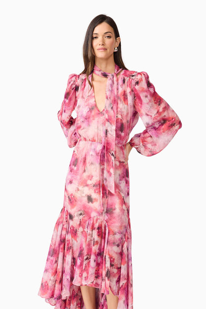 Evalina Long Sleeve Maxi Dress in Pink