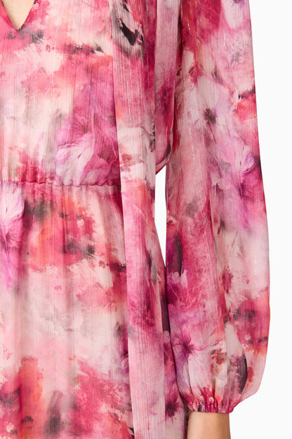 Evalina Long Sleeve Maxi Dress in Pink