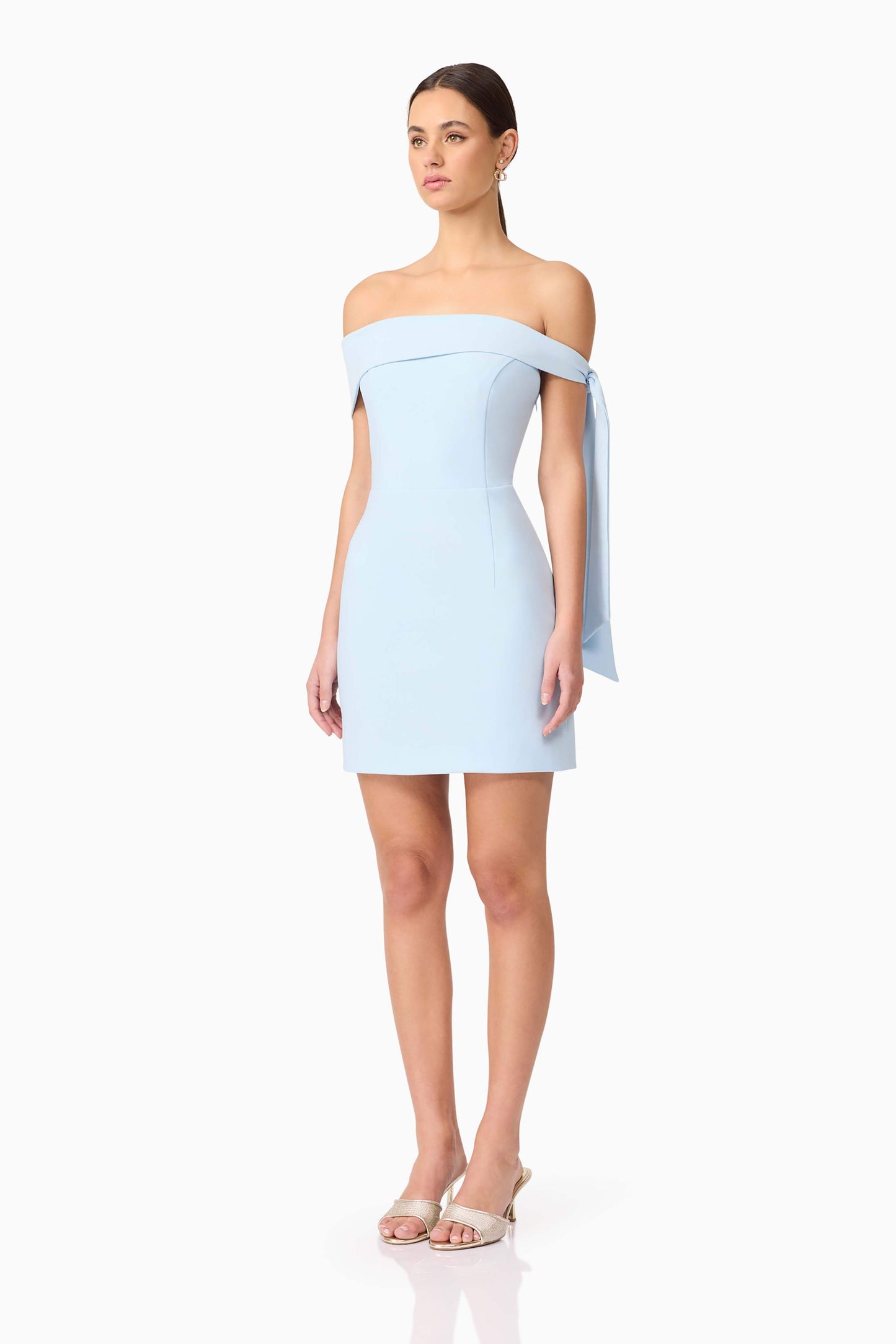 Ami Off The Shoulder Mini Dress in Blue