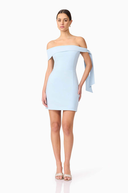 Ami Off The Shoulder Mini Dress in Blue