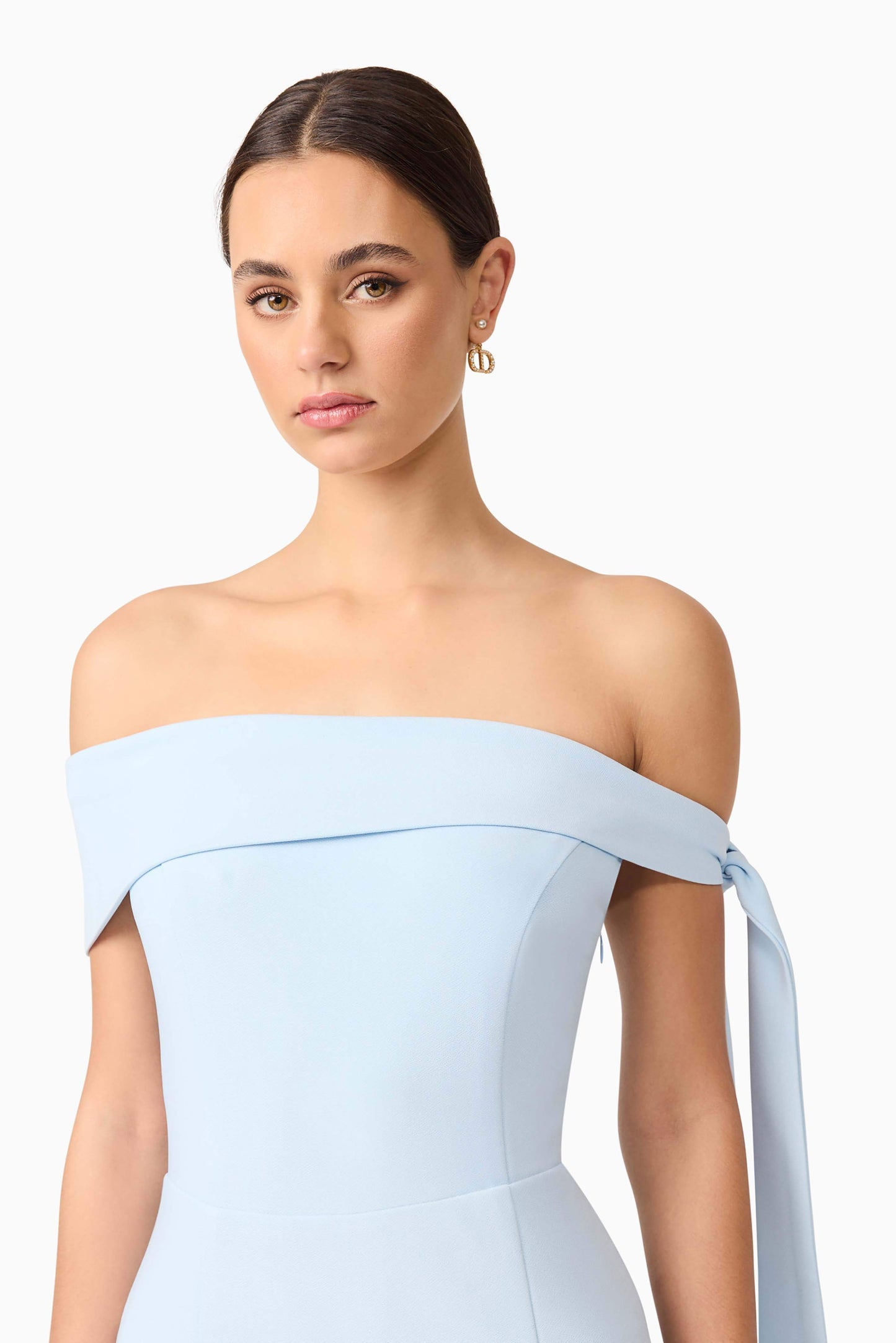 Ami Off The Shoulder Mini Dress in Blue