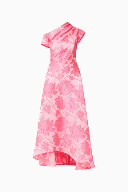 Dionne Asymmetrical Maxi Gown in Pink Floral