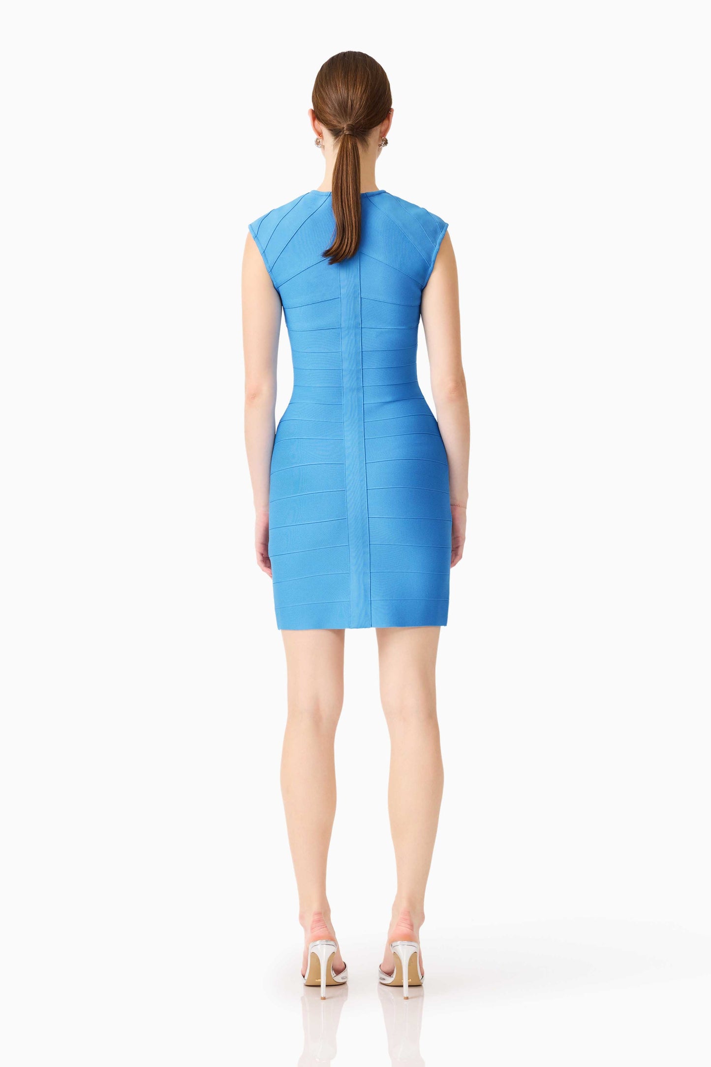 Elena V-Neck Mini Dress in Dress in Blue