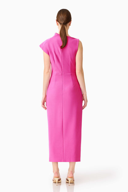 Chantal Asymmetrical Midi Dress in Pink