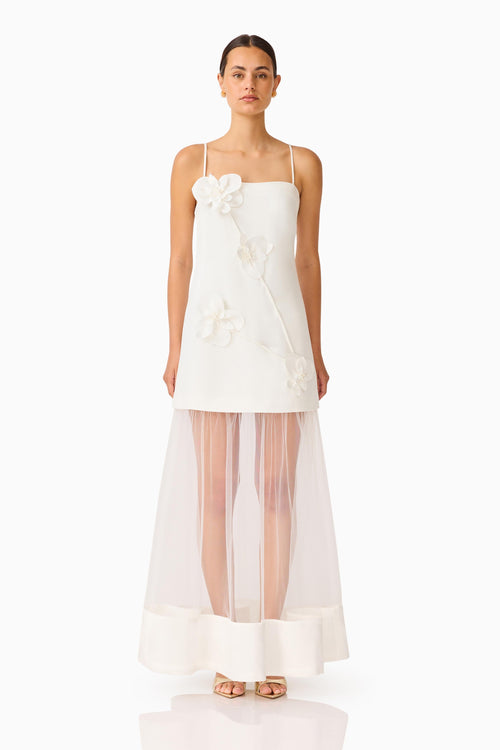 Reina Applique Gown in White