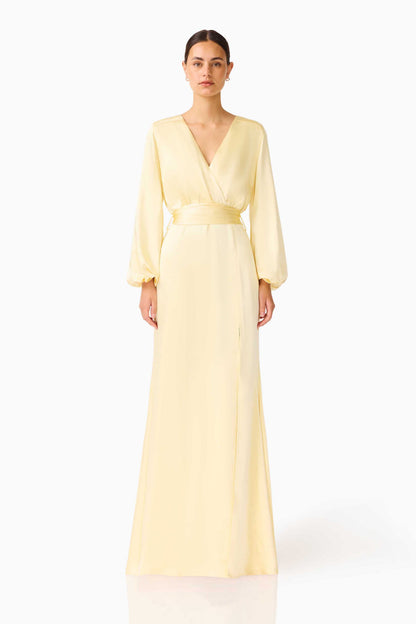 Kai Long Sleeve Maxi Dress in Butter Yellow