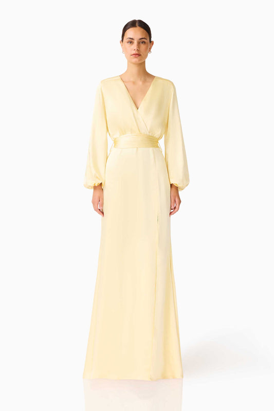 Kai Long Sleeve Maxi Dress in Butter Yellow