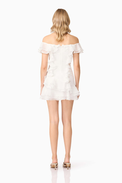 Melissa Tiered Mini Dress in White