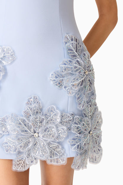 Skye Embellished Mini Dress in Blue
