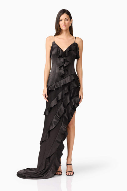 Kyla Asymmetrical Gown In Black
