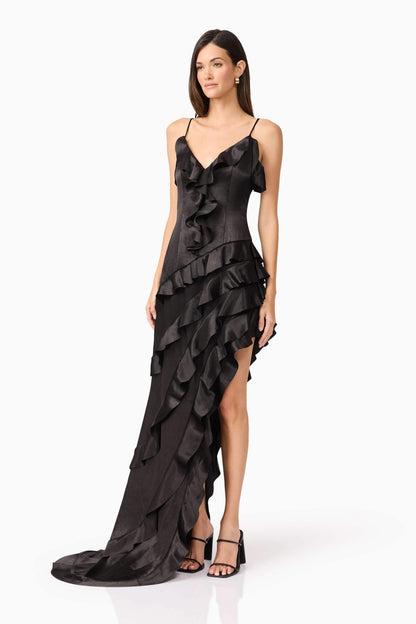 Kyla Asymmetrical Gown In Black