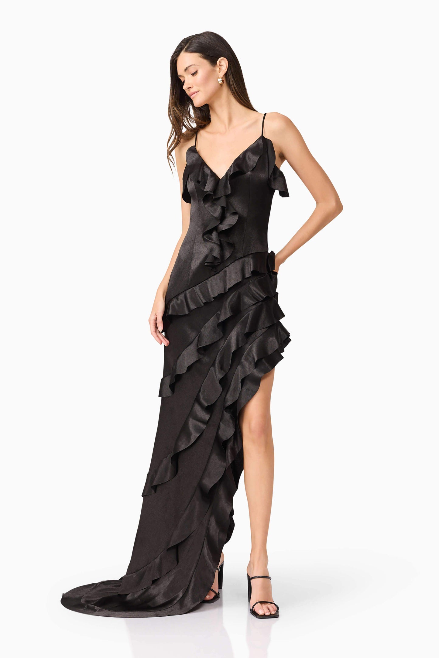 Kyla Asymmetrical Gown In Black