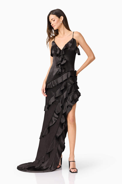 Kyla Asymmetrical Gown In Black