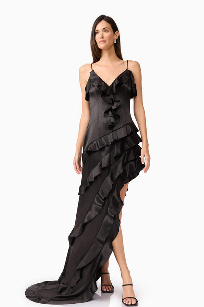 Kyla Asymmetrical Gown In Black