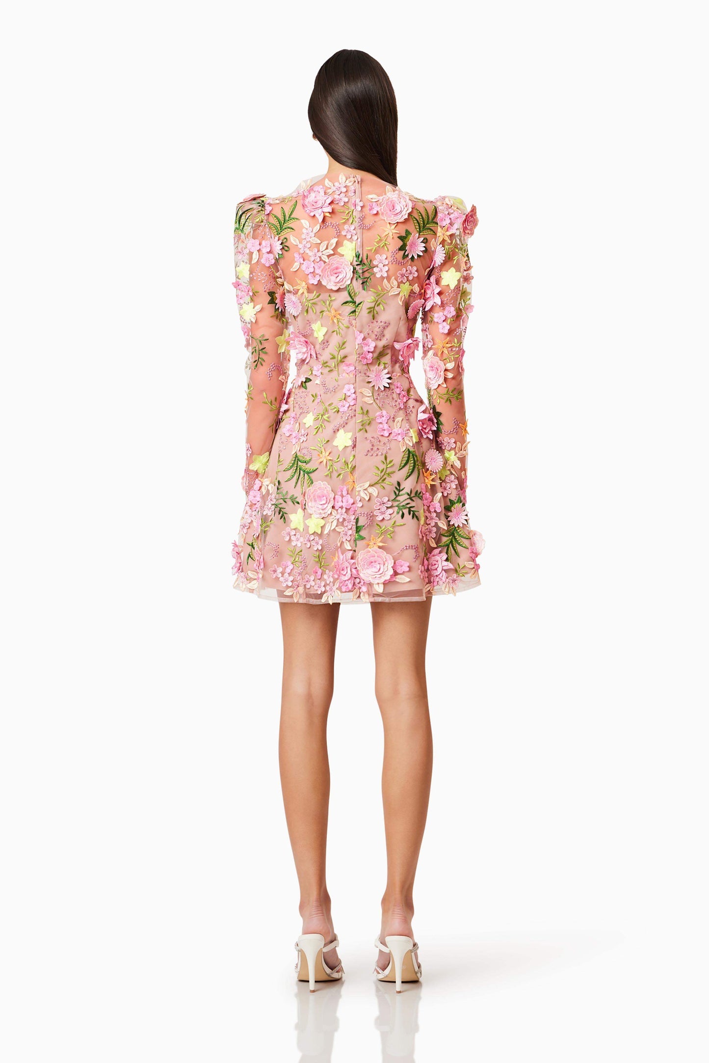 Aella A-line Floral Mini Dress In Pink