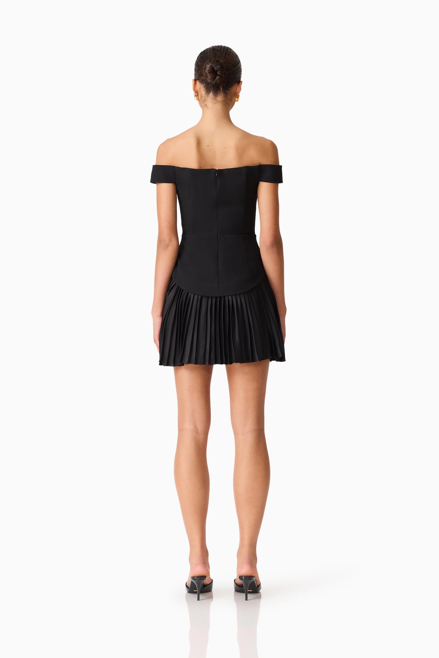 Elva Off Shoulder Mini Dress in Black