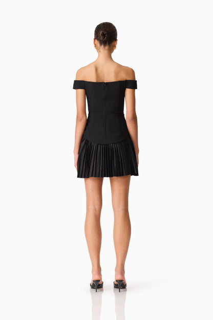 Elva Off Shoulder Mini Dress in Black