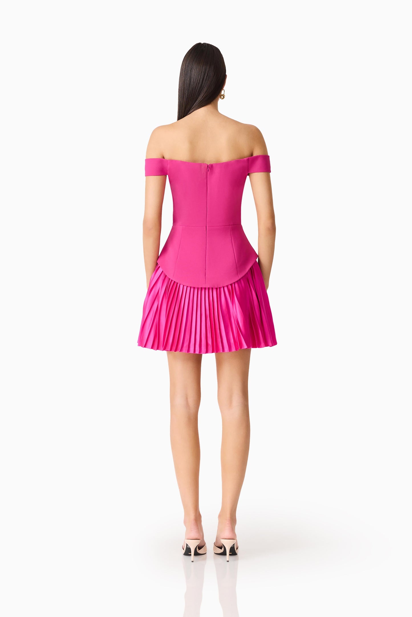 Elva Off Shoulder Mini Dress in Pink