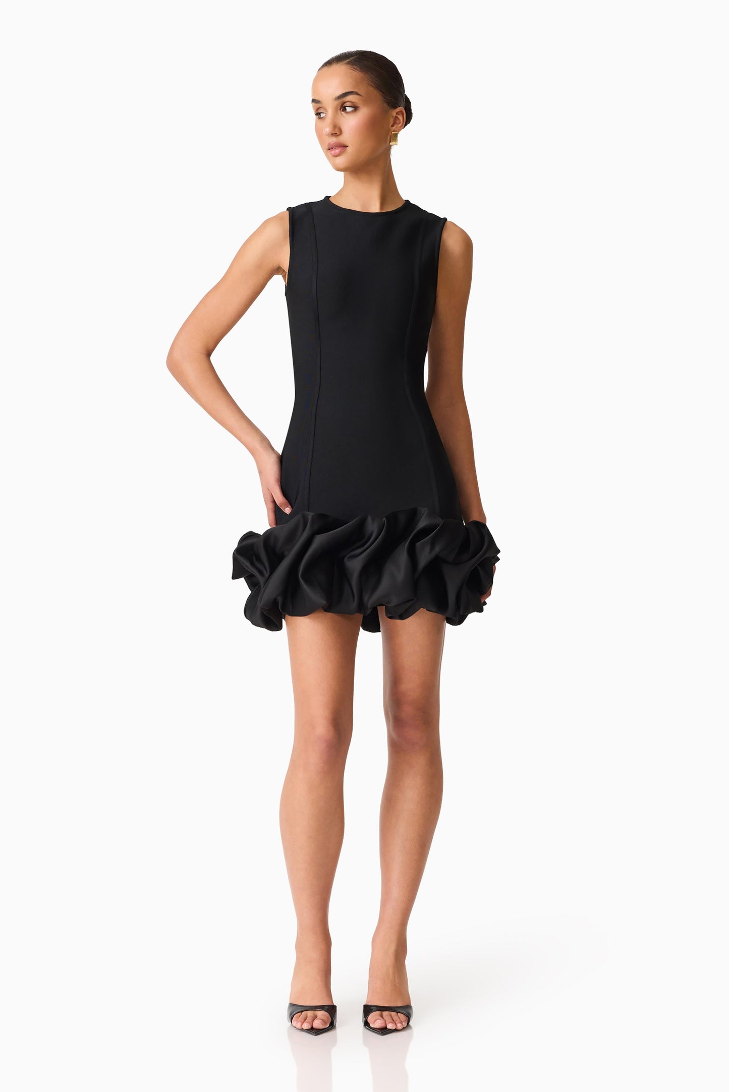 Celia Bubble Mini Dress in Black