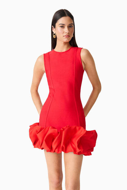 Celia Bubble Mini Dress in Red